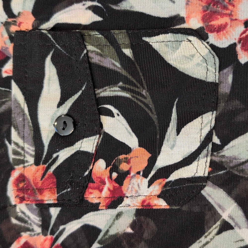Women's Bailey & Chloe black sheer floral 3/4 sleeve top size M - Picture 5 of 6